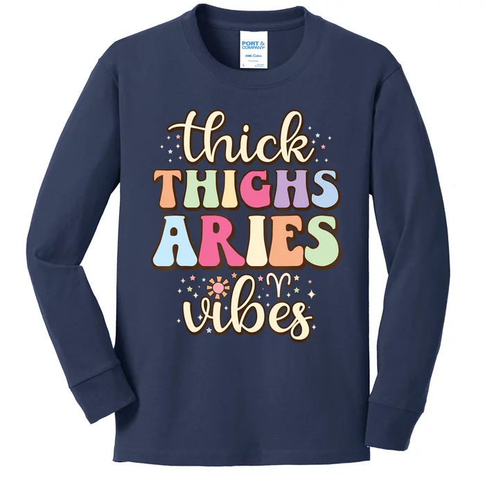 Aries March April Birthday Retro Astrology Aries Zodiac Sign Kids Long Sleeve Shirt