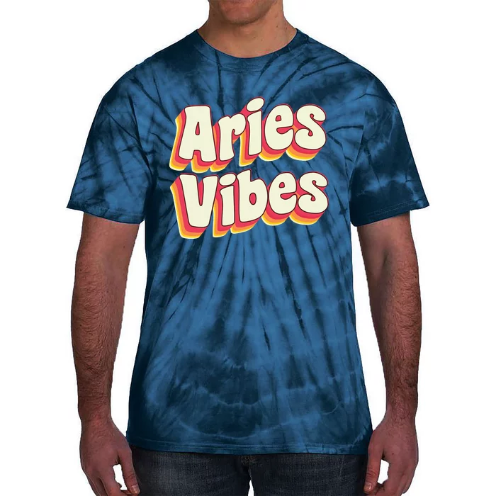 Aries March April Birthday Retro Astrology Aries Zodiac Sign Tie-Dye T-Shirt