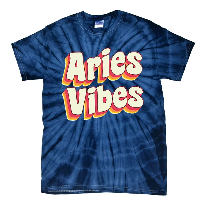 Aries March April Birthday Retro Astrology Aries Zodiac Sign Tie-Dye T-Shirt