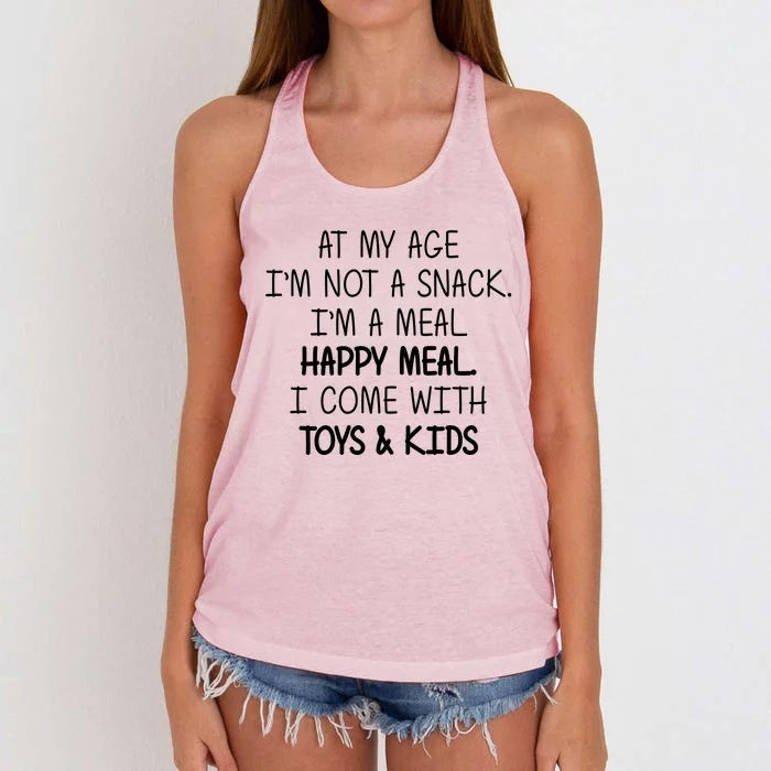 At My Age I'm Not A Snack I'm A Happy Meal Women's Knotted Racerback Tank