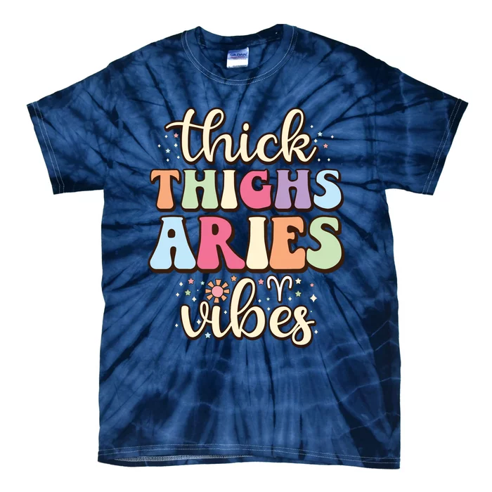 Aries March April Birthday Retro Astrology Aries Zodiac Sign Tie-Dye T-Shirt