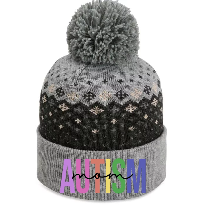 Autism Mom Awareness Colorful The Baniff Cuffed Pom Beanie