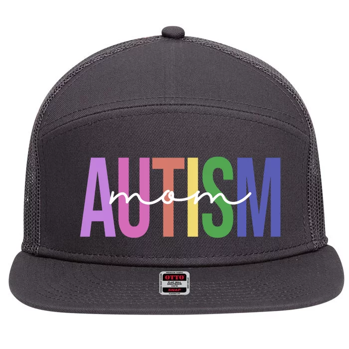 Autism Mom Awareness Colorful 7 Panel Mesh Trucker Snapback Hat