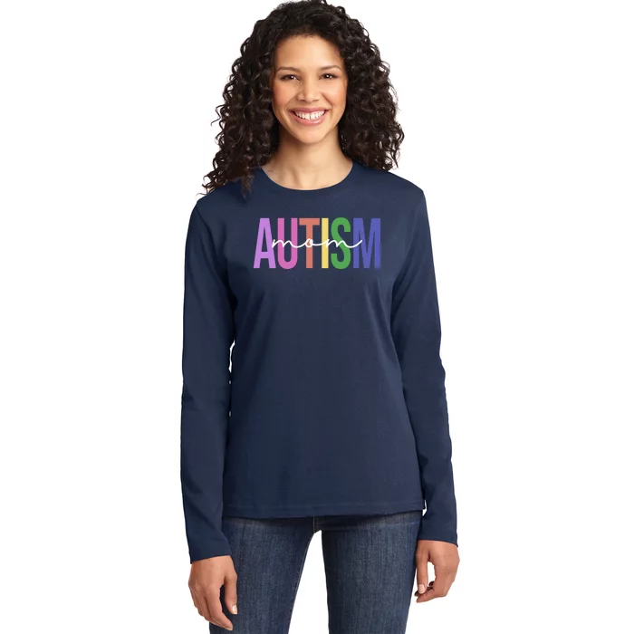 Autism Mom Awareness Colorful Ladies Long Sleeve Shirt