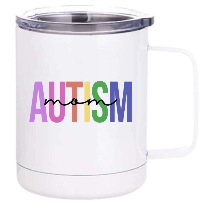 Autism Mom Awareness Colorful Front & Back 12oz Stainless Steel Tumbler Cup