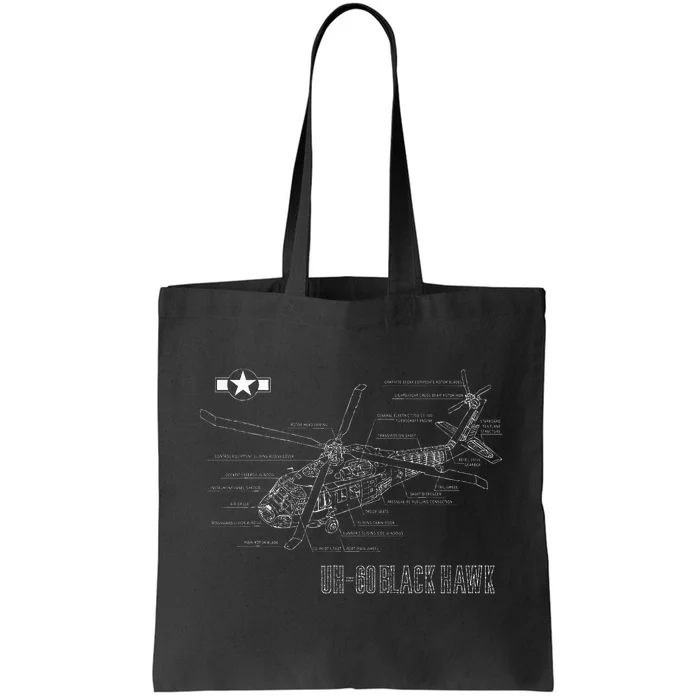 American Military Aircraft UH 60 Black Hawk Helicopter Tote Bag