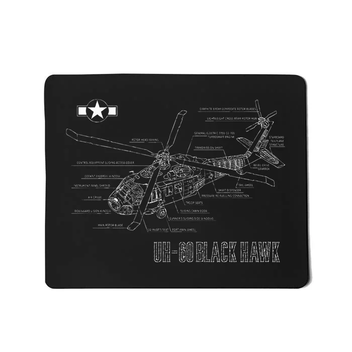 American Military Aircraft UH 60 Black Hawk Helicopter Mousepad