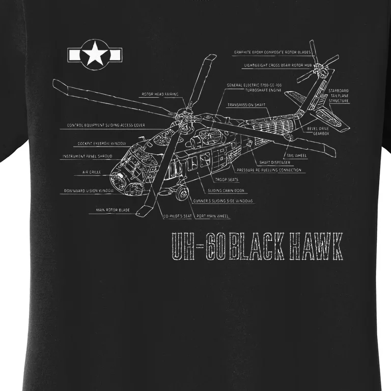 American Military Aircraft UH 60 Black Hawk Helicopter Women's T-Shirt