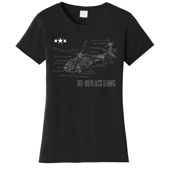 American Military Aircraft UH 60 Black Hawk Helicopter Women's T-Shirt