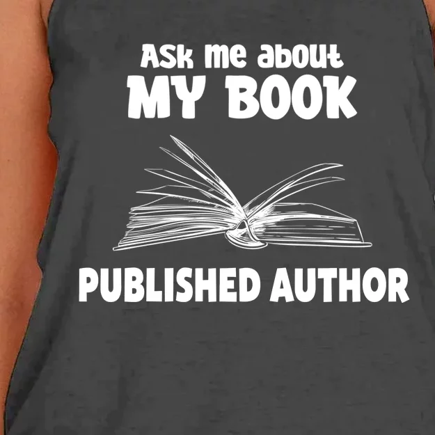 Ask Me About My Book Published Author Gift Women's Knotted Racerback Tank