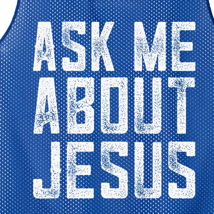 Ask Me About Jesus  Christian Faith  Bible Verse Mesh Reversible Basketball Jersey Tank