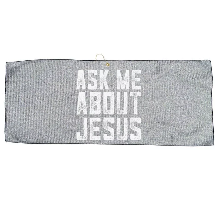 Ask Me About Jesus  Christian Faith  Bible Verse Large Microfiber Waffle Golf Towel