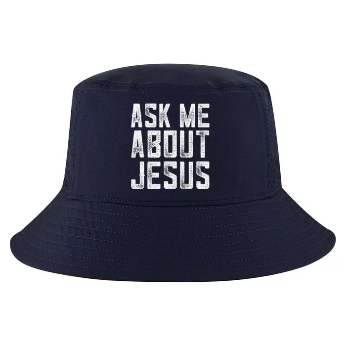 Ask Me About Jesus  Christian Faith  Bible Verse Cool Comfort Performance Bucket Hat