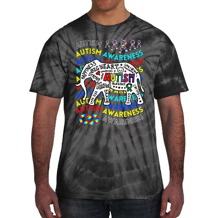 Autism Moms and Dads Elephant Autism Teacher Tie-Dye T-Shirt