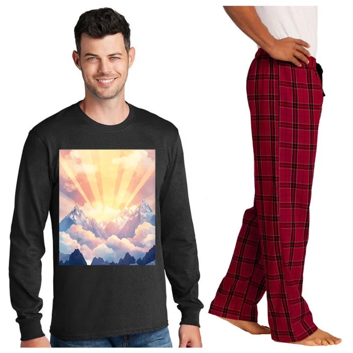 Artistic Mountain And Sunlight Nature Long Sleeve Pajama Set