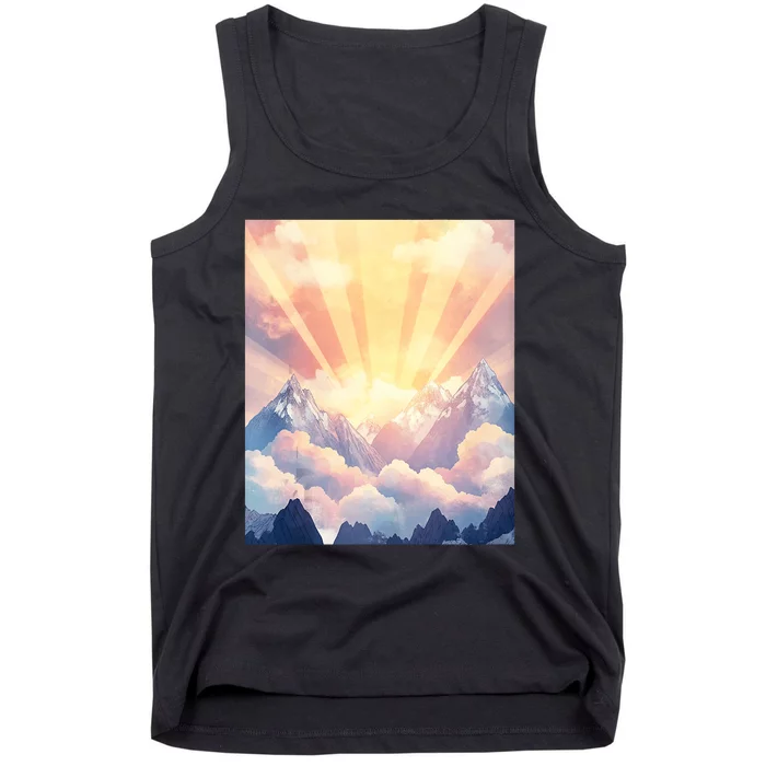 Artistic Mountain And Sunlight Nature Tank Top