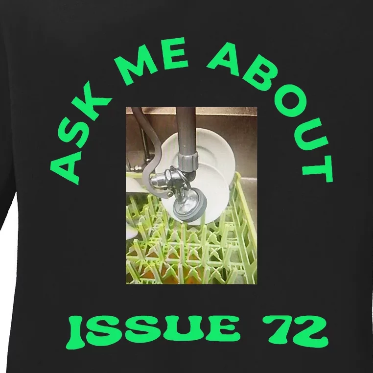 Ask Me About Issue 72 Inside Joke Restaurant Dishwasher Ladies Long Sleeve Shirt