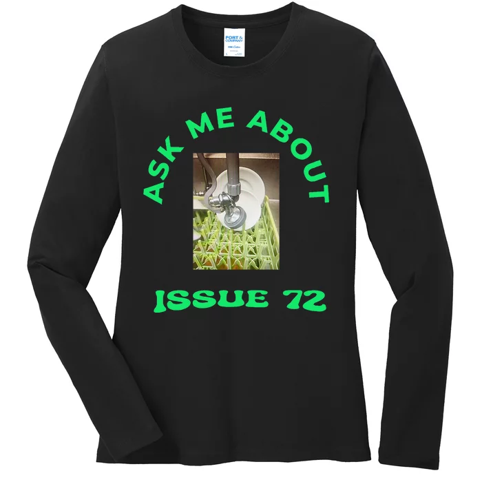 Ask Me About Issue 72 Inside Joke Restaurant Dishwasher Ladies Long Sleeve Shirt