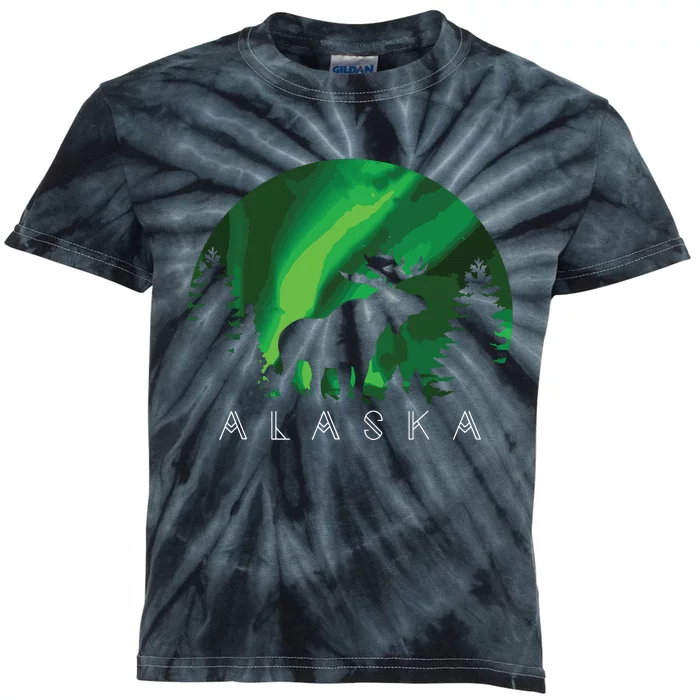 Alaska Moose Alaskan Landscape Scene Kids Tie-Dye T-Shirt