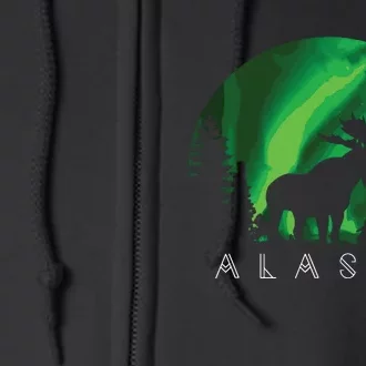 Alaska Moose Alaskan Landscape Scene Full Zip Hoodie