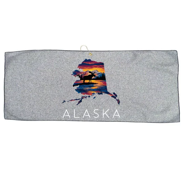 Alaskan Moose Animal Alaska Map Large Microfiber Waffle Golf Towel