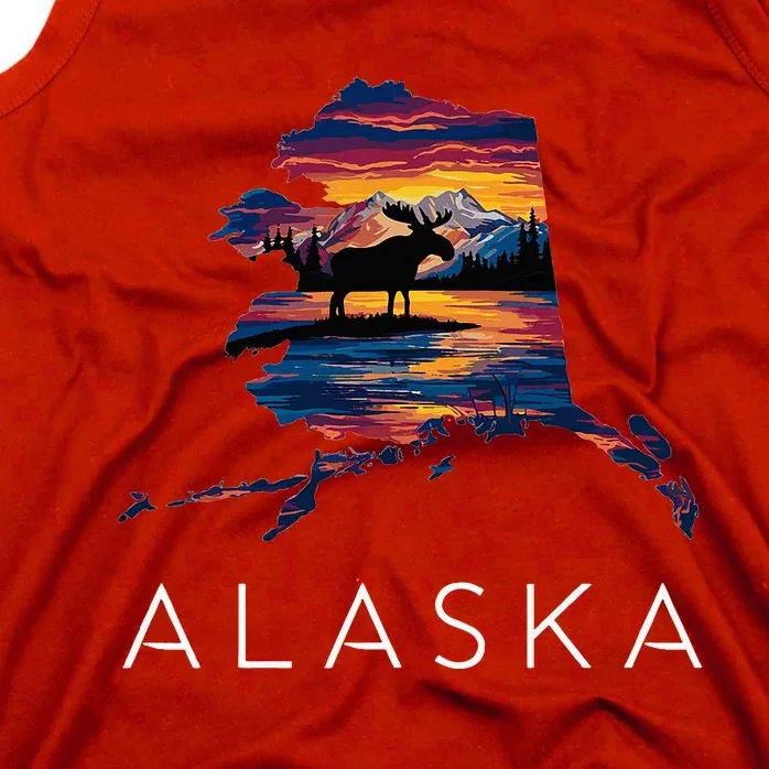 Alaskan Moose Animal Alaska Map Tank Top