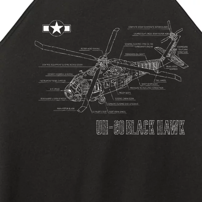 American Military Aircraft Uh 60 Black Hawk Helicopter Women’s Perfect Tri Rocker Tank