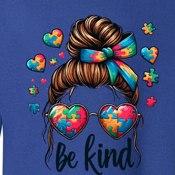 Autism Mom Awareness Be Kind Cool Gift Toddler Sweatshirt