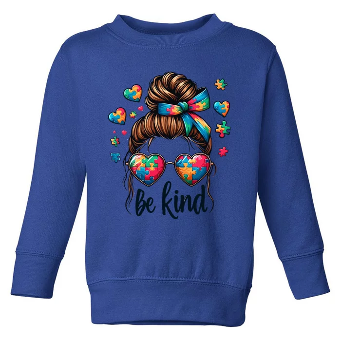 Autism Mom Awareness Be Kind Cool Gift Toddler Sweatshirt