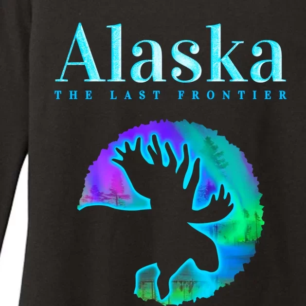 Alaska Moose Aurora Borealis The Last Frontier Funny Gift Womens CVC Long Sleeve Shirt