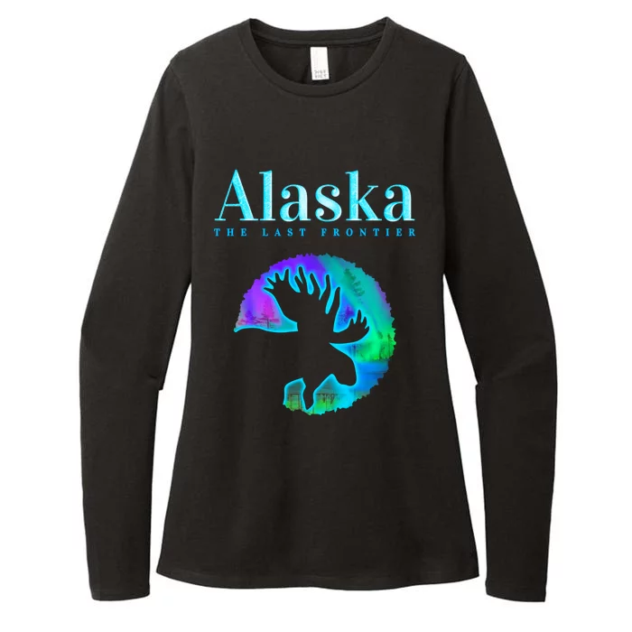 Alaska Moose Aurora Borealis The Last Frontier Funny Gift Womens CVC Long Sleeve Shirt