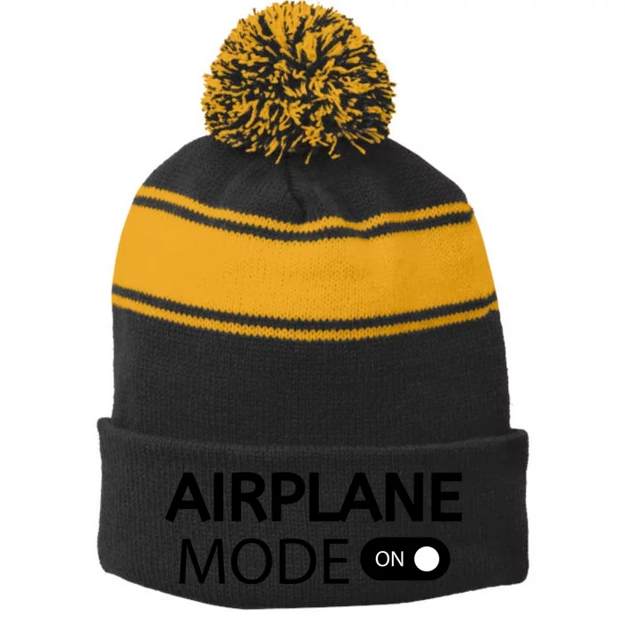 Airplane Mode Stripe Pom Pom Beanie