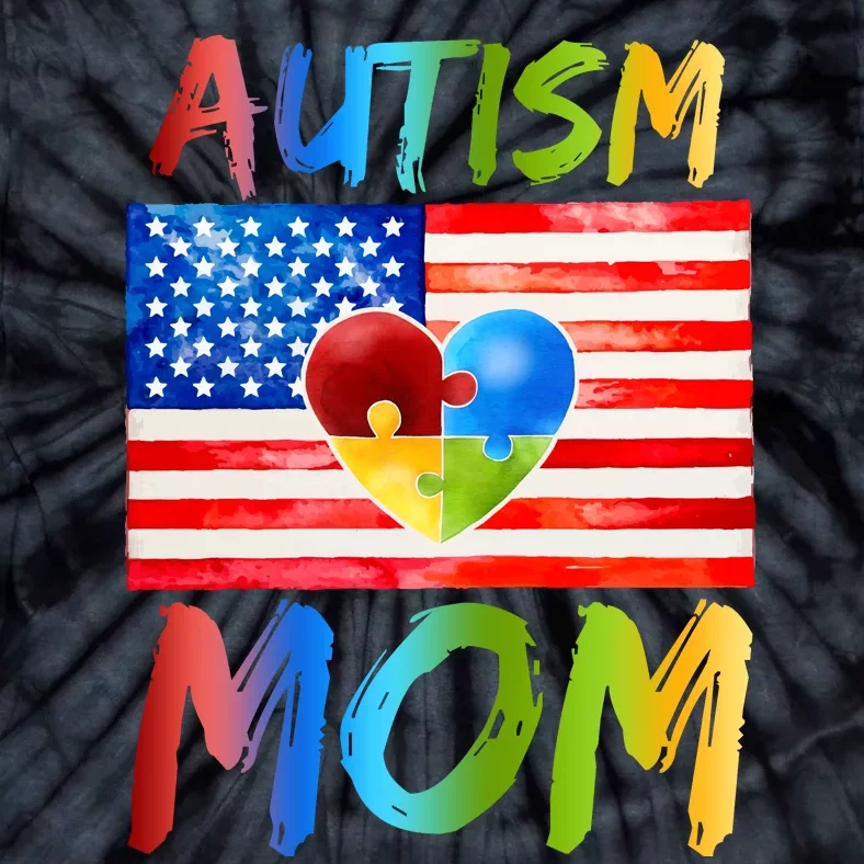 Autism Mom American Flag Tie-Dye T-Shirt