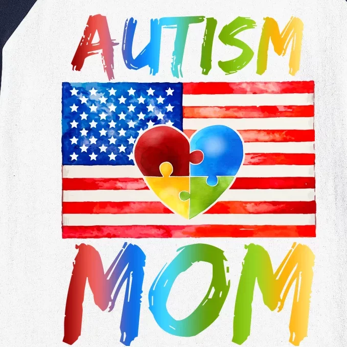 Autism Mom American Flag Baseball Sleeve Shirt