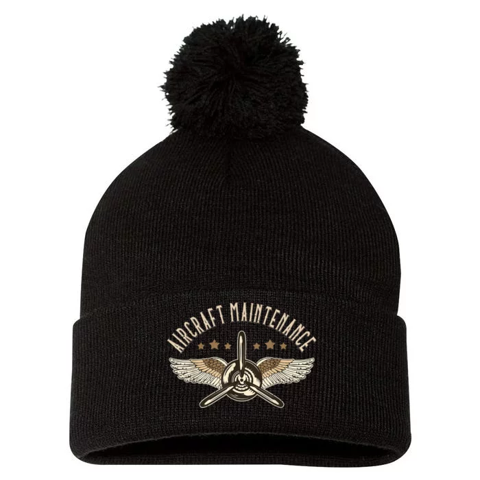 Aircraft Maintenance Airplane Mechanics Aircraft Mechanic Pom Pom 12in Knit Beanie