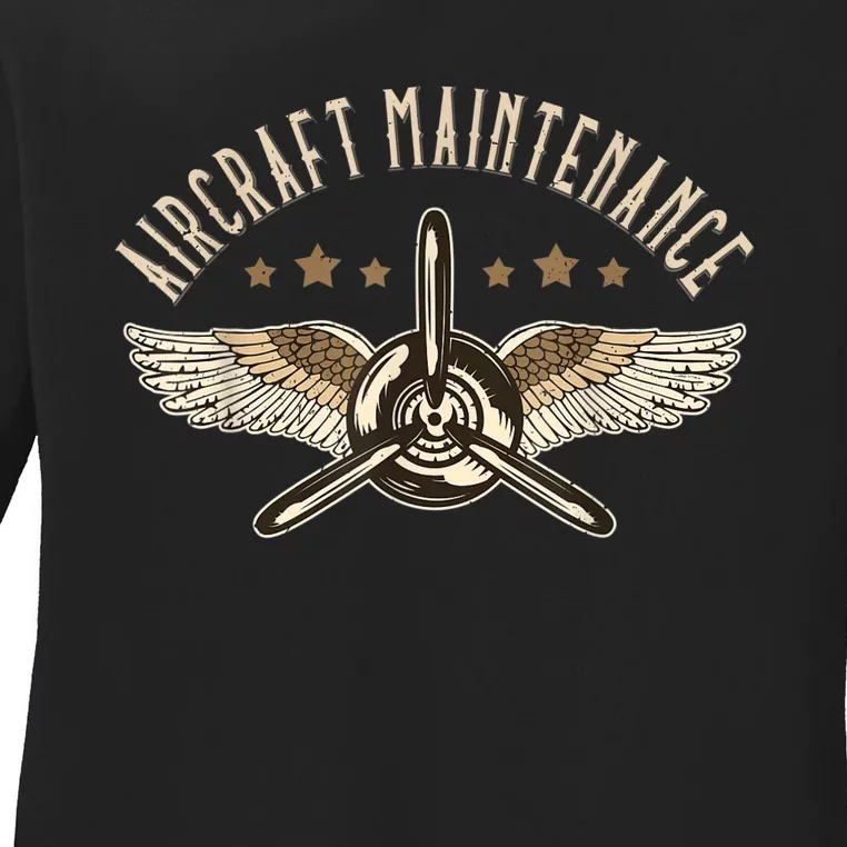 Aircraft Maintenance Airplane Mechanics Aircraft Mechanic Ladies Long Sleeve Shirt