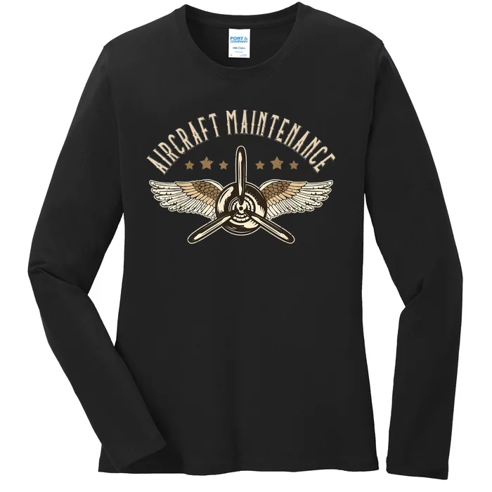 Aircraft Maintenance Airplane Mechanics Aircraft Mechanic Ladies Long Sleeve Shirt