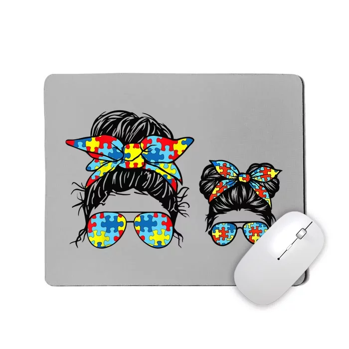 Autism Mom And Life Messy Bun Sunglasses Bandana Mousepad