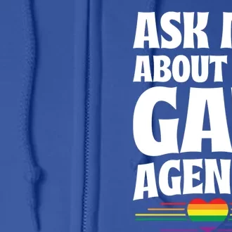 Ask Me About My Gay Agenda Funny Cute Lgbtq Pride Flag Heart Gift Full Zip Hoodie