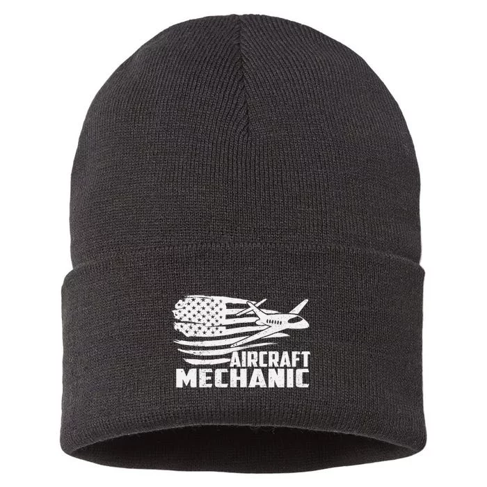 Aircraft Mechanic - Aviation Airplane Maintenance Engineer Sustainable Knit Beanie