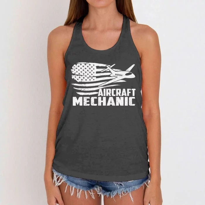 Aircraft Mechanic - Aviation Airplane Maintenance Engineer Women's Knotted Racerback Tank