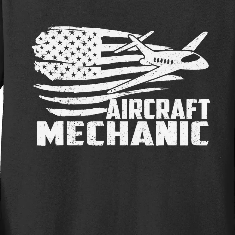 Aircraft Mechanic - Aviation Airplane Maintenance Engineer Kids Long Sleeve Shirt