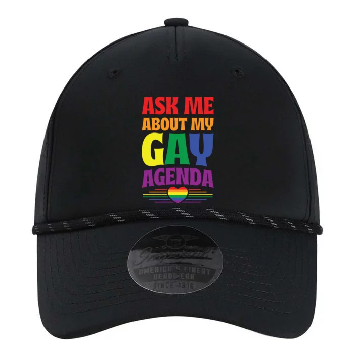 Ask Me About My Gay Agenda Funny Cute Lgbtq Pride Flag Heart Cute Gift Performance The Dyno Cap