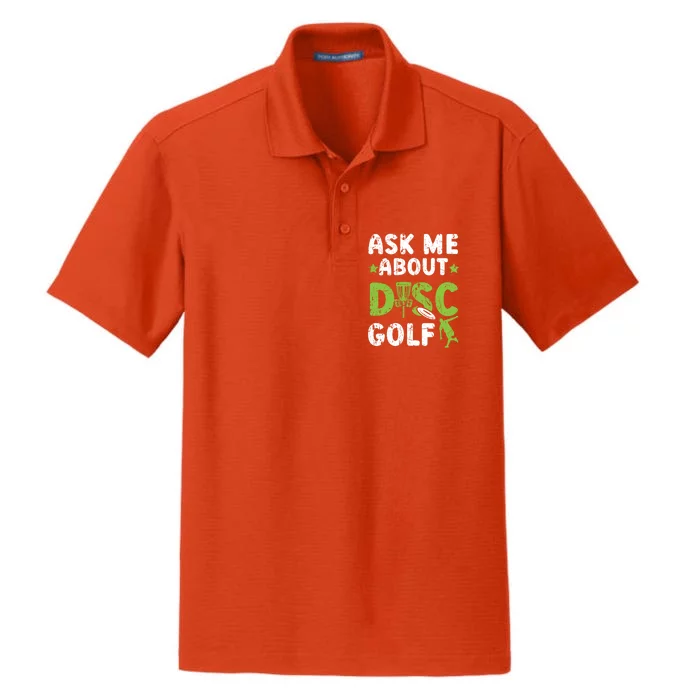 Ask Me About Disc Golf Recreational Tosser Disc Golfer Gift Dry Zone Grid Performance Polo