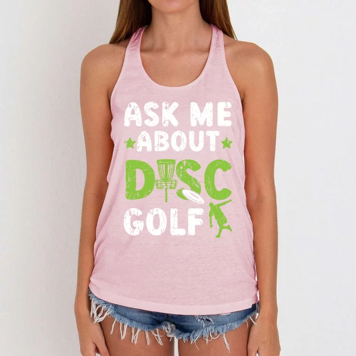 Ask Me About Disc Golf Recreational Tosser Disc Golfer Gift Women's Knotted Racerback Tank