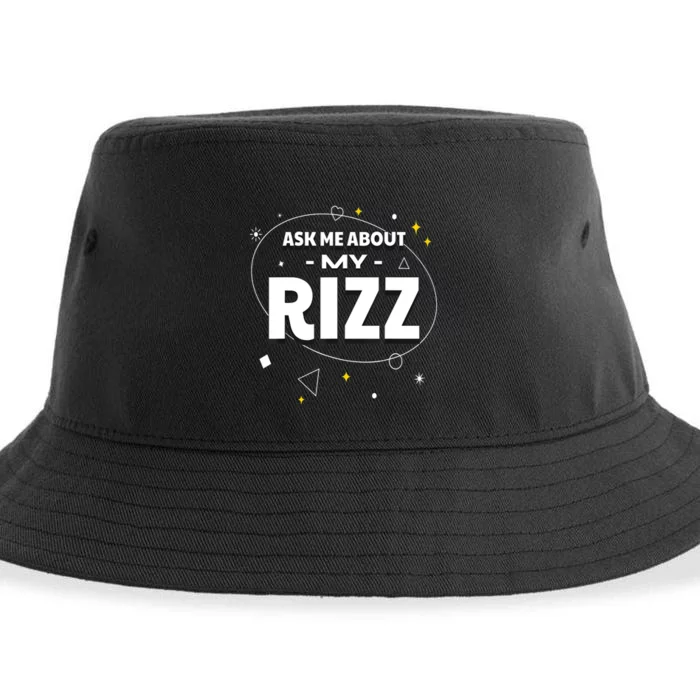 Ask Me About My Rizz I Got That W Rizz Funny Ironic Meme Sustainable Bucket Hat