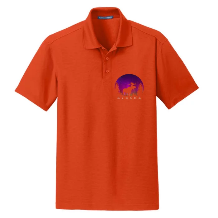 Alaska Moose Aurora Borealis - Alaskan Landscape Photo Dry Zone Grid Performance Polo