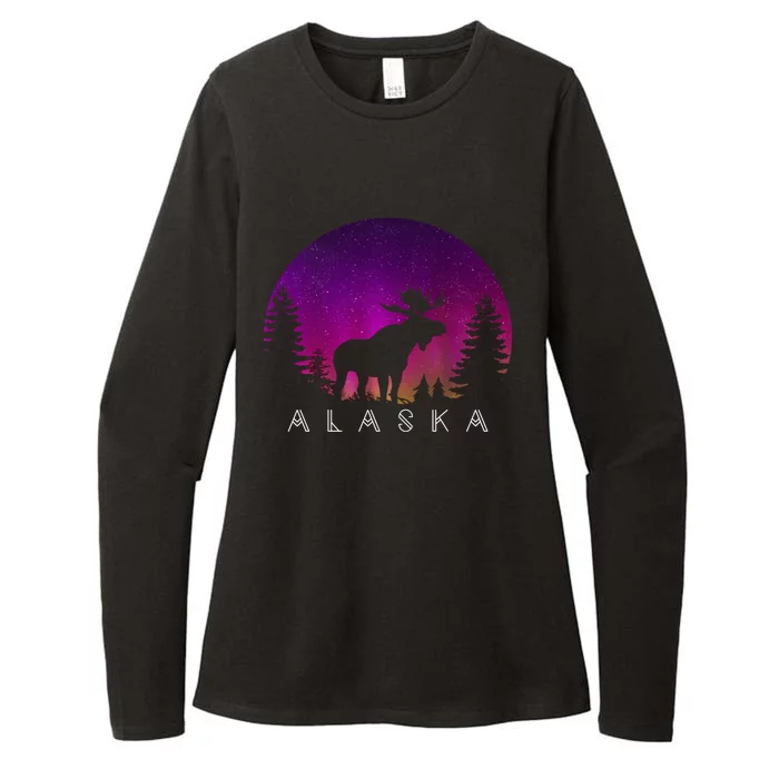 Alaska Moose Aurora Borealis - Alaskan Landscape Photo Womens CVC Long Sleeve Shirt