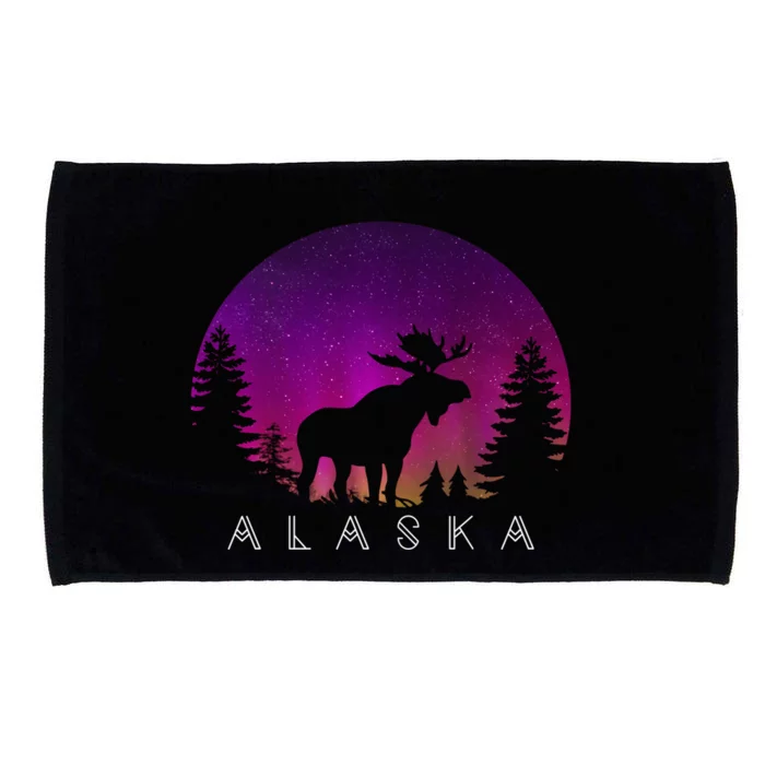 Alaska Moose Aurora Borealis - Alaskan Landscape Photo Microfiber Hand Towel