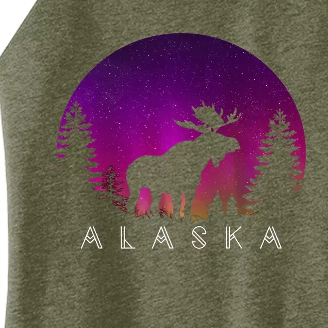 Alaska Moose Aurora Borealis - Alaskan Landscape Photo Women’s Perfect Tri Rocker Tank